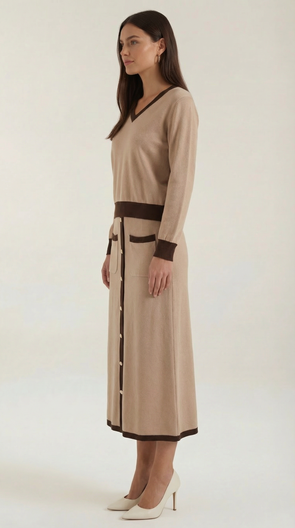 Conjunto de suéter V y falda midi 'Cheryl'