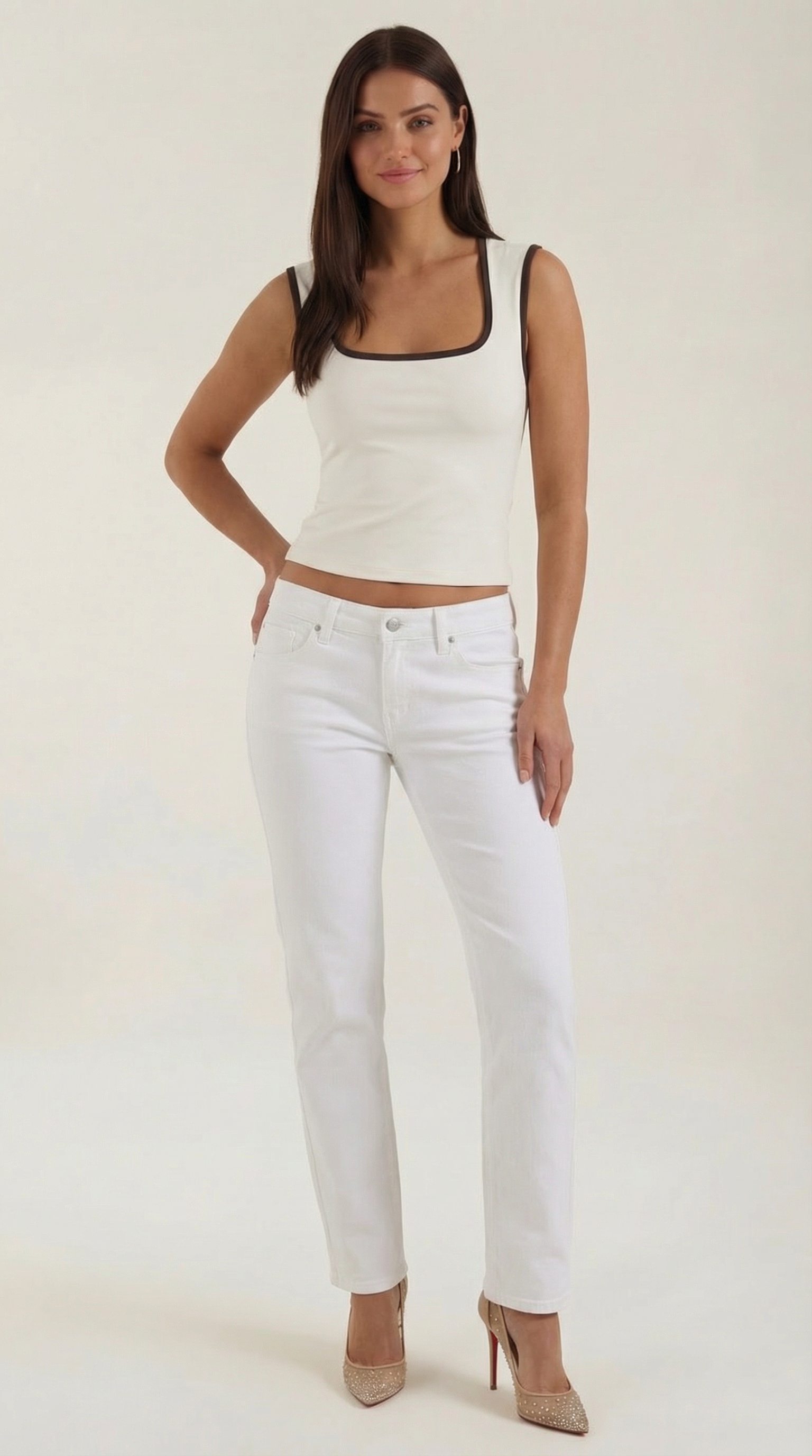 Hilary top with square neckline