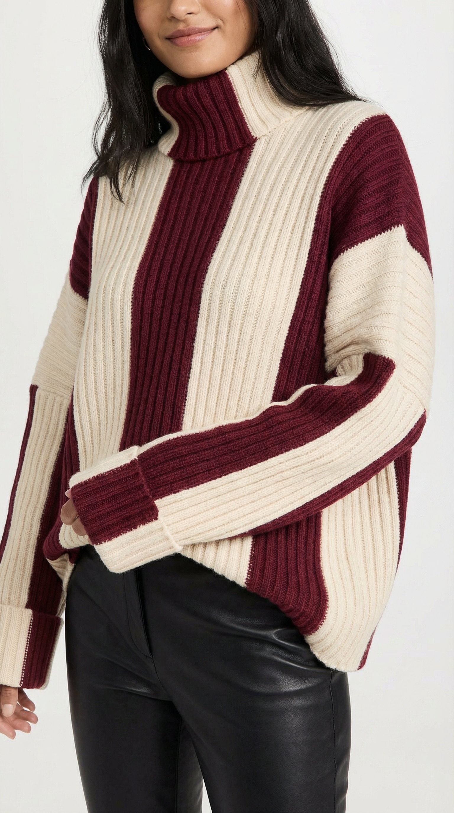 'June' Striped Oversized Turtleneck Sweater