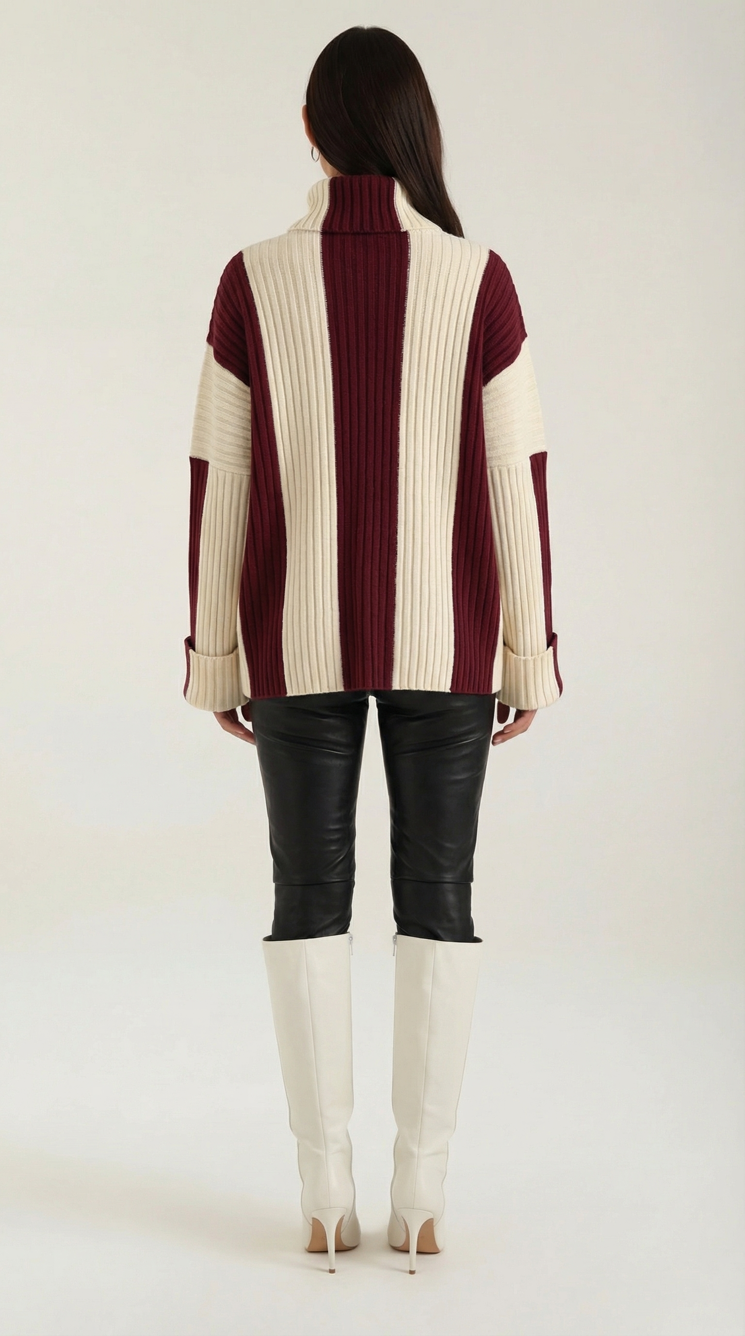 'June' Striped Oversized Turtleneck Sweater