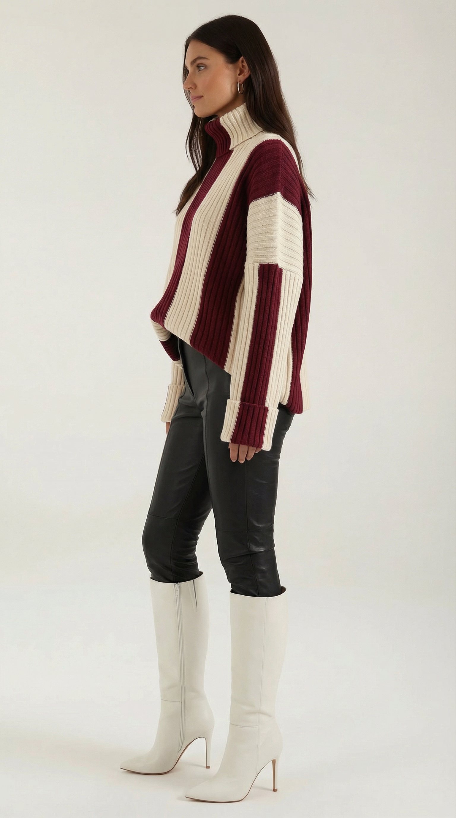 'June' Striped Oversized Turtleneck Sweater