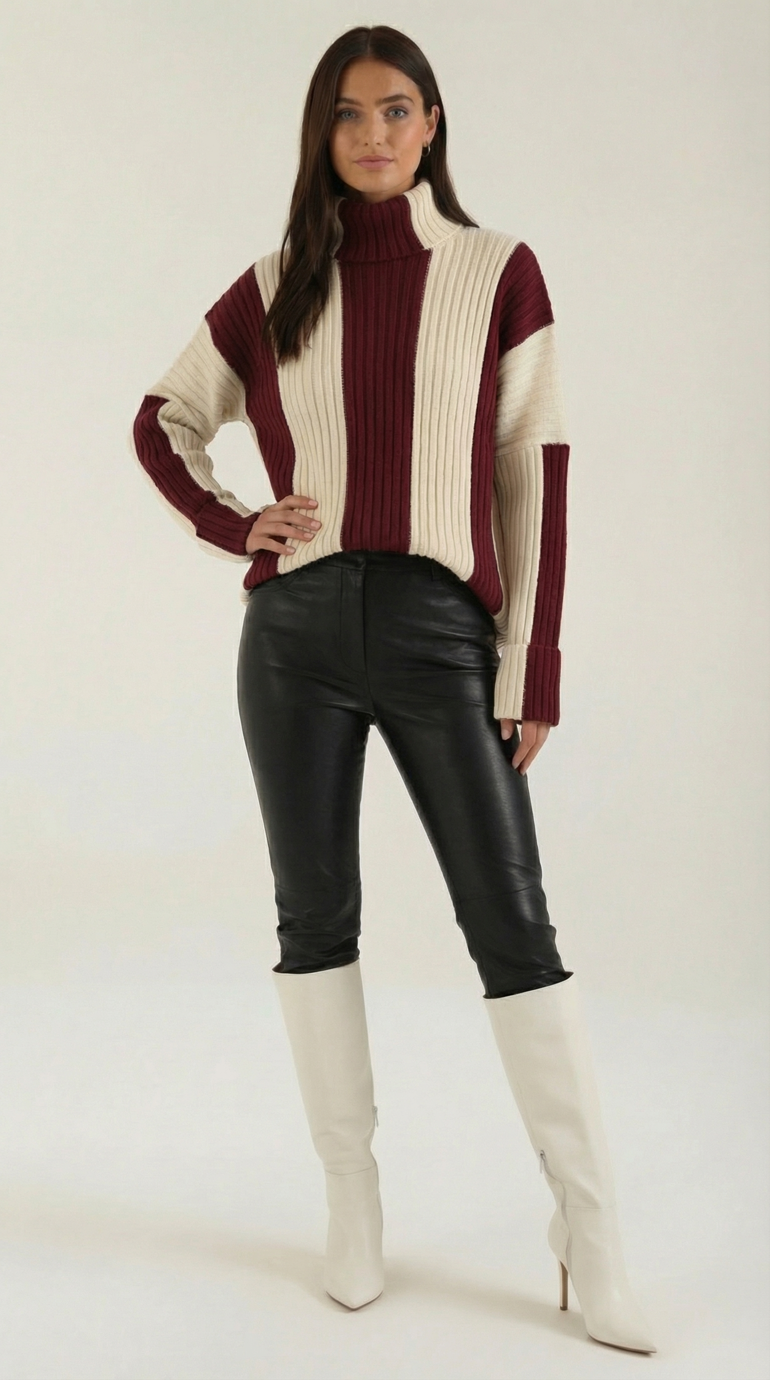 'June' Striped Oversized Turtleneck Sweater