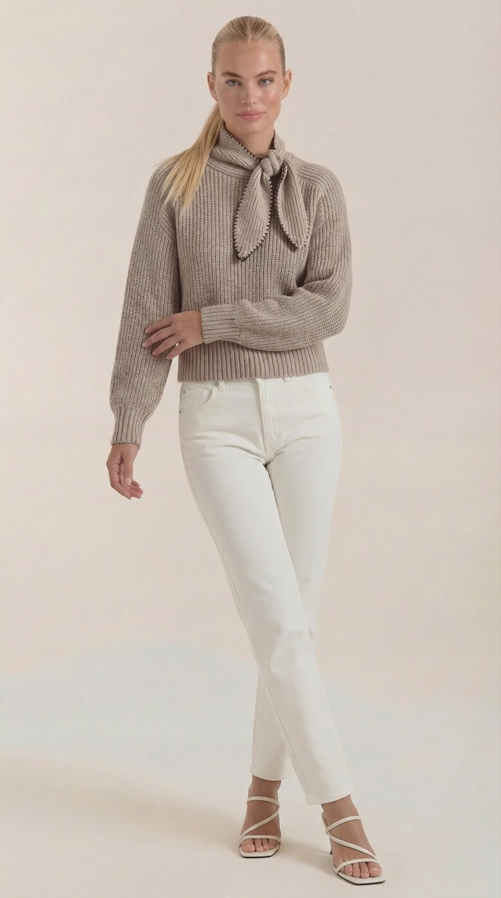 Rib-knit collared sweater