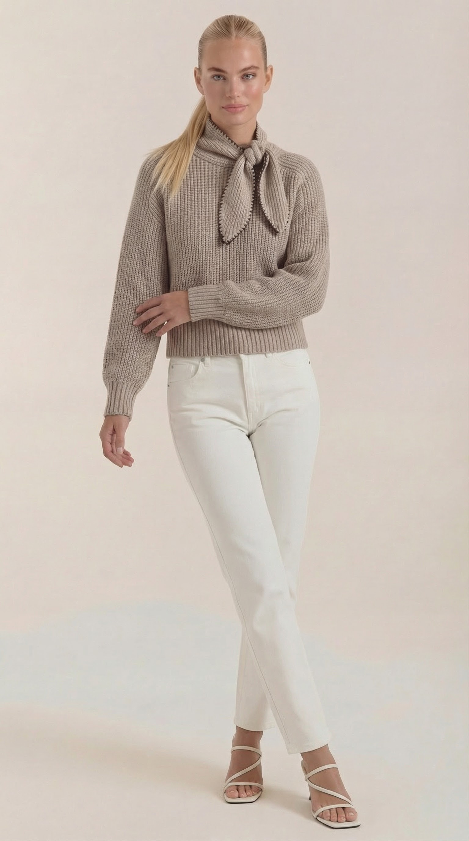 Rib-knit collared sweater