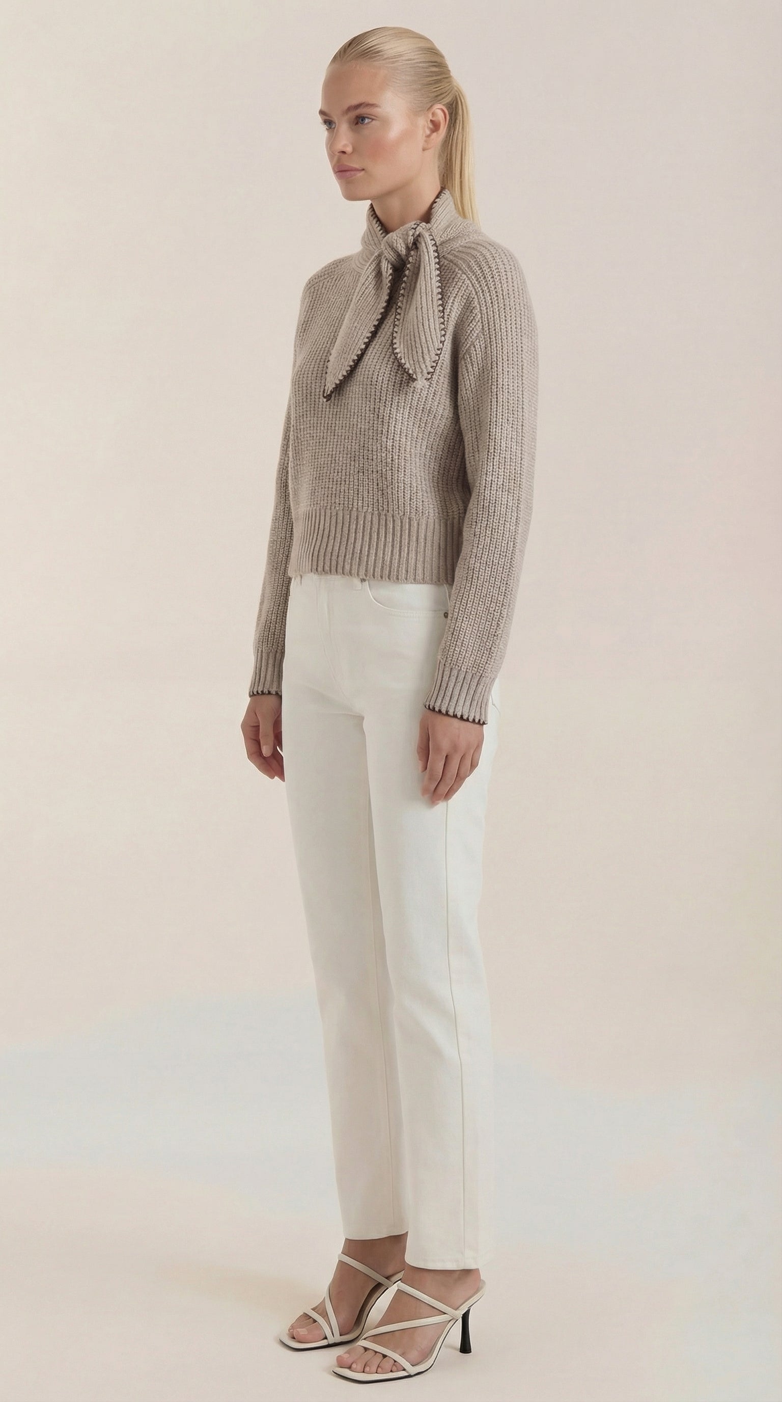 Rib-knit collared sweater