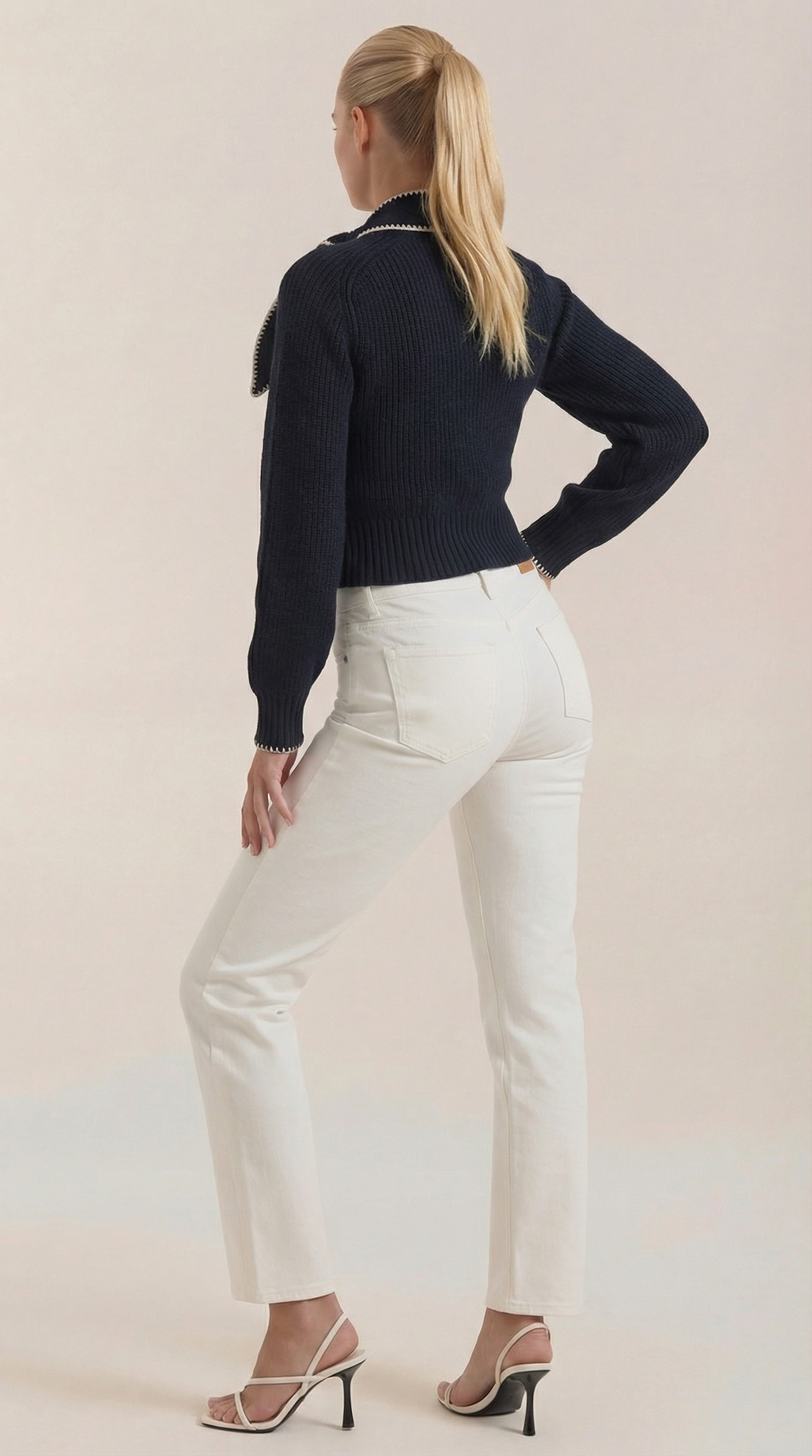 Rib-knit collared sweater
