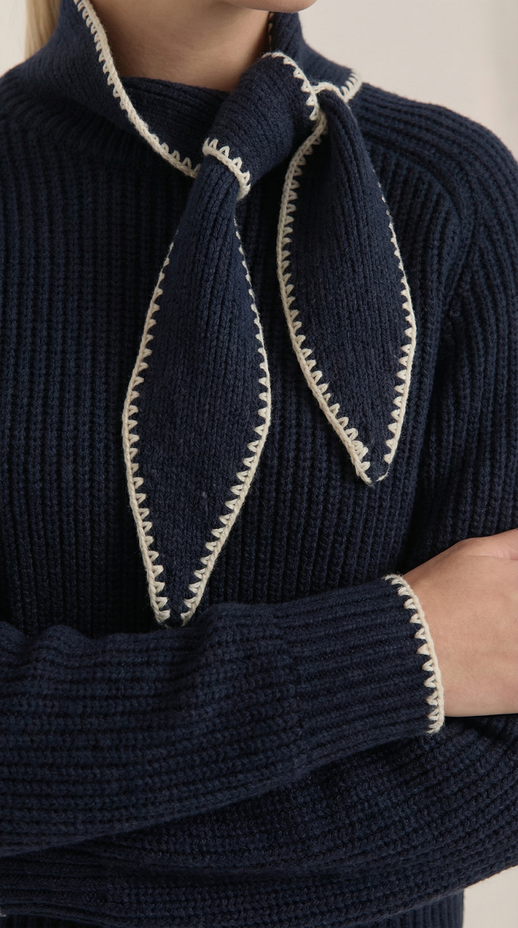 Rib-knit collared sweater