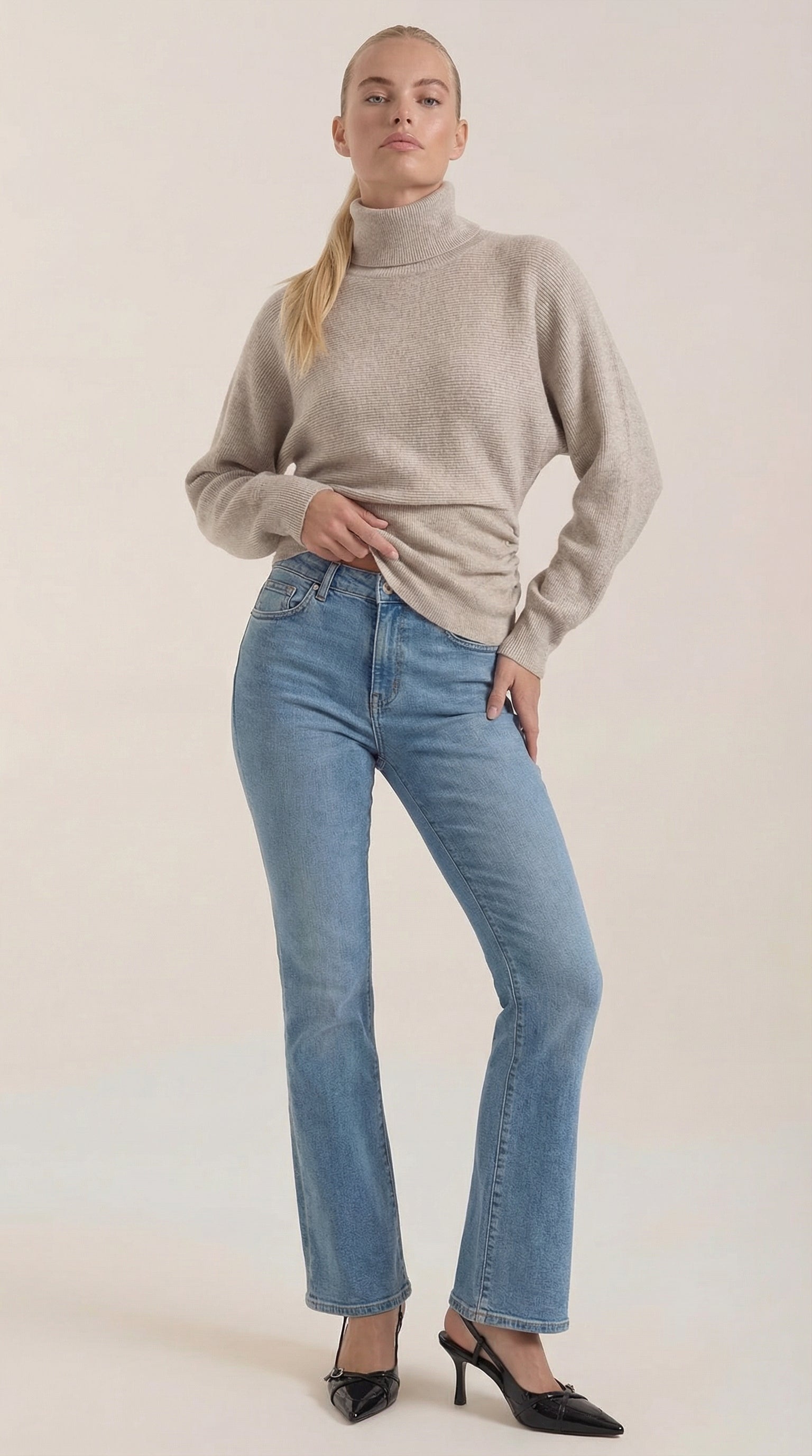 Leticia Ribbed High-Neck Sweater