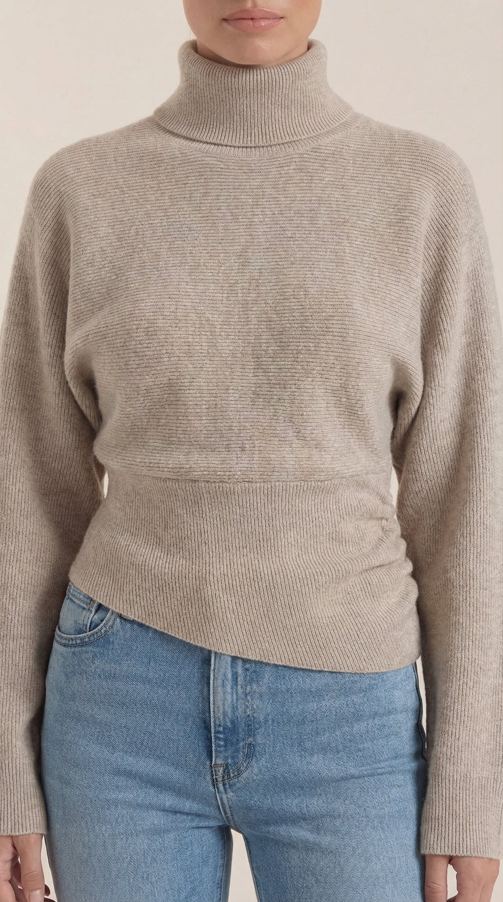 Leticia Ribbed High-Neck Sweater