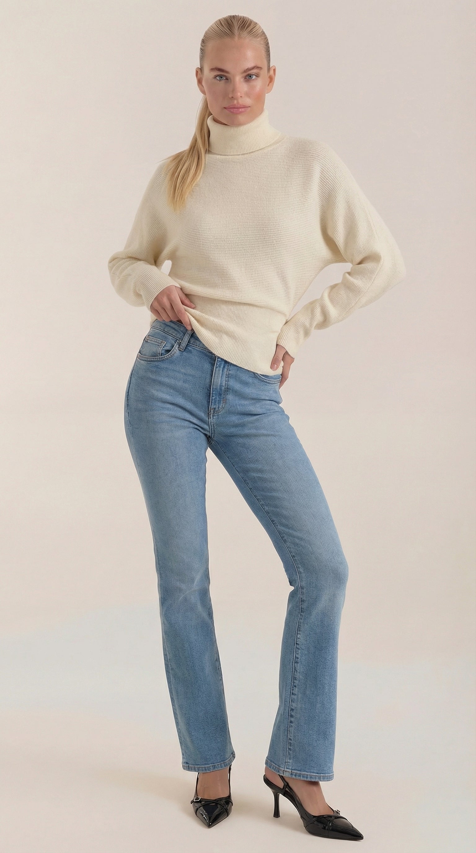 Leticia Ribbed High-Neck Sweater
