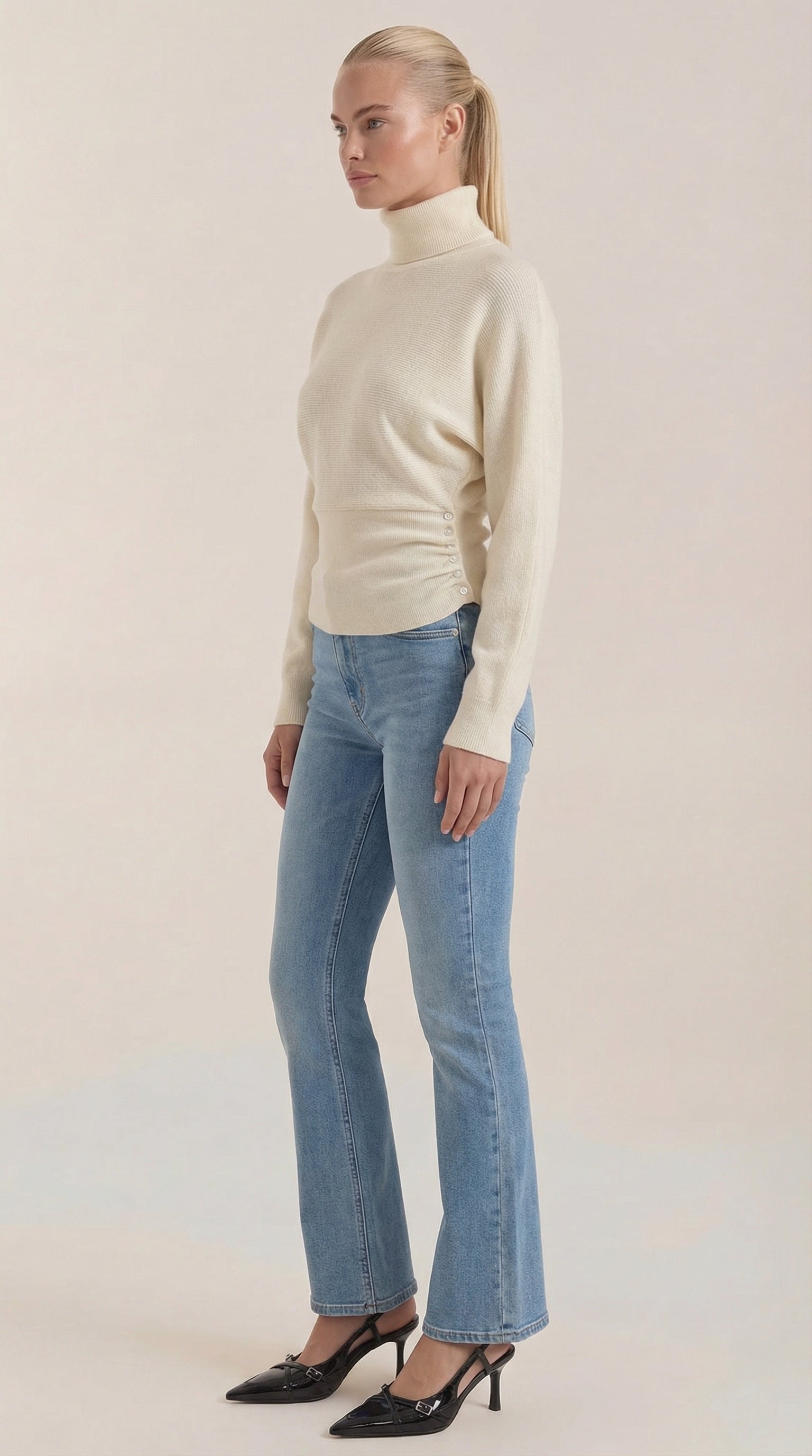 Leticia Ribbed High-Neck Sweater