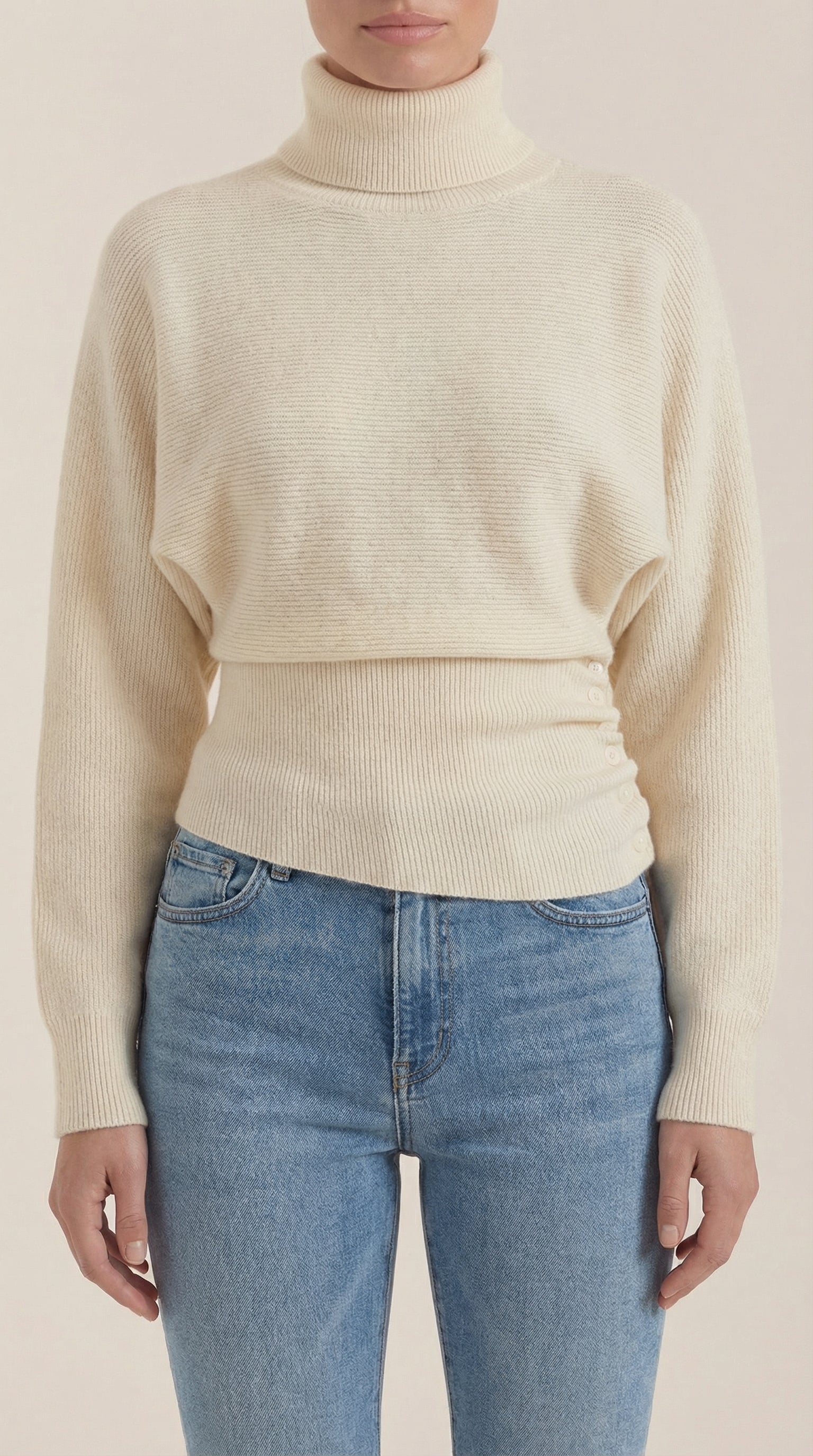 Leticia Ribbed High-Neck Sweater