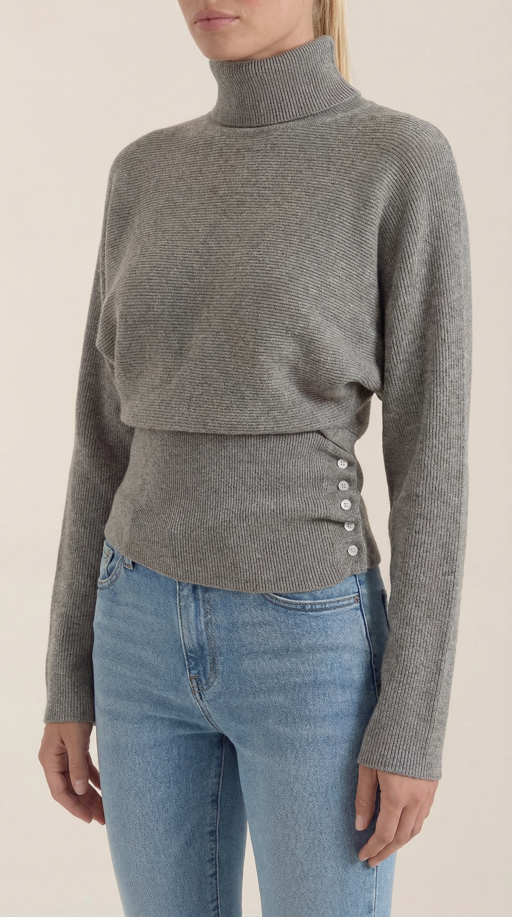 Leticia Ribbed High-Neck Sweater