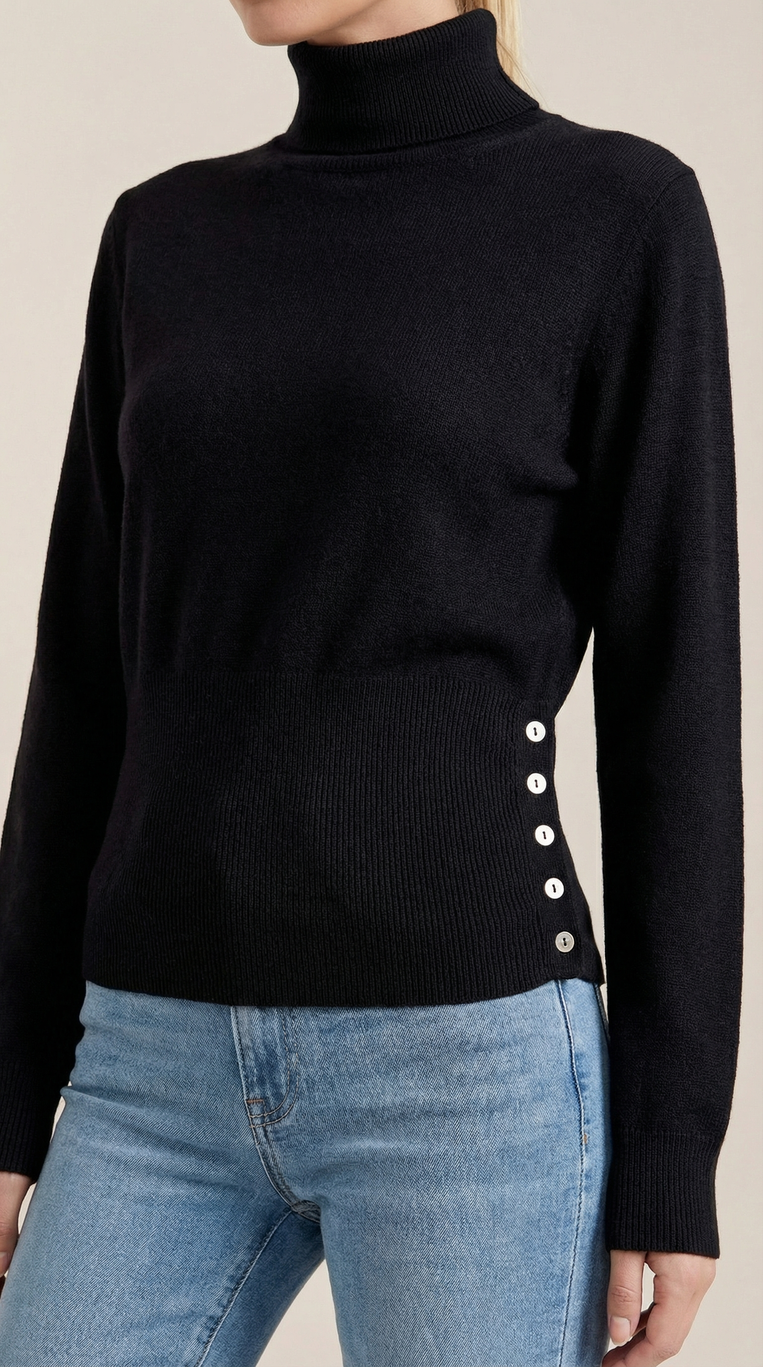 Leticia Ribbed High-Neck Sweater