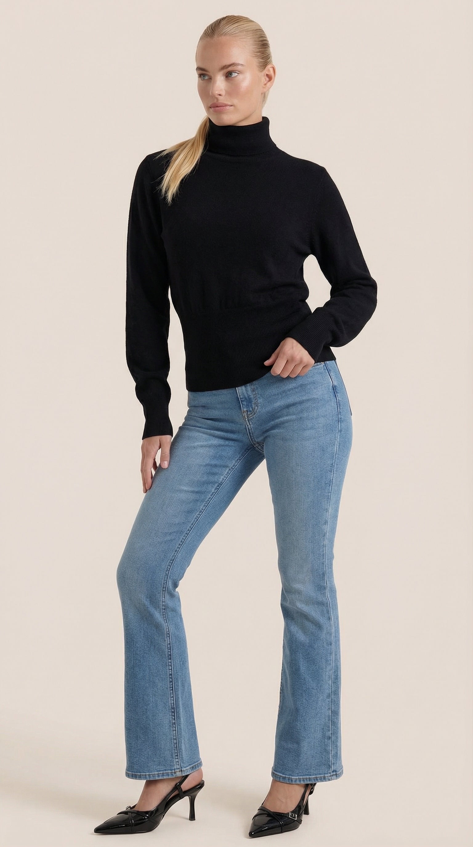 Leticia Ribbed High-Neck Sweater