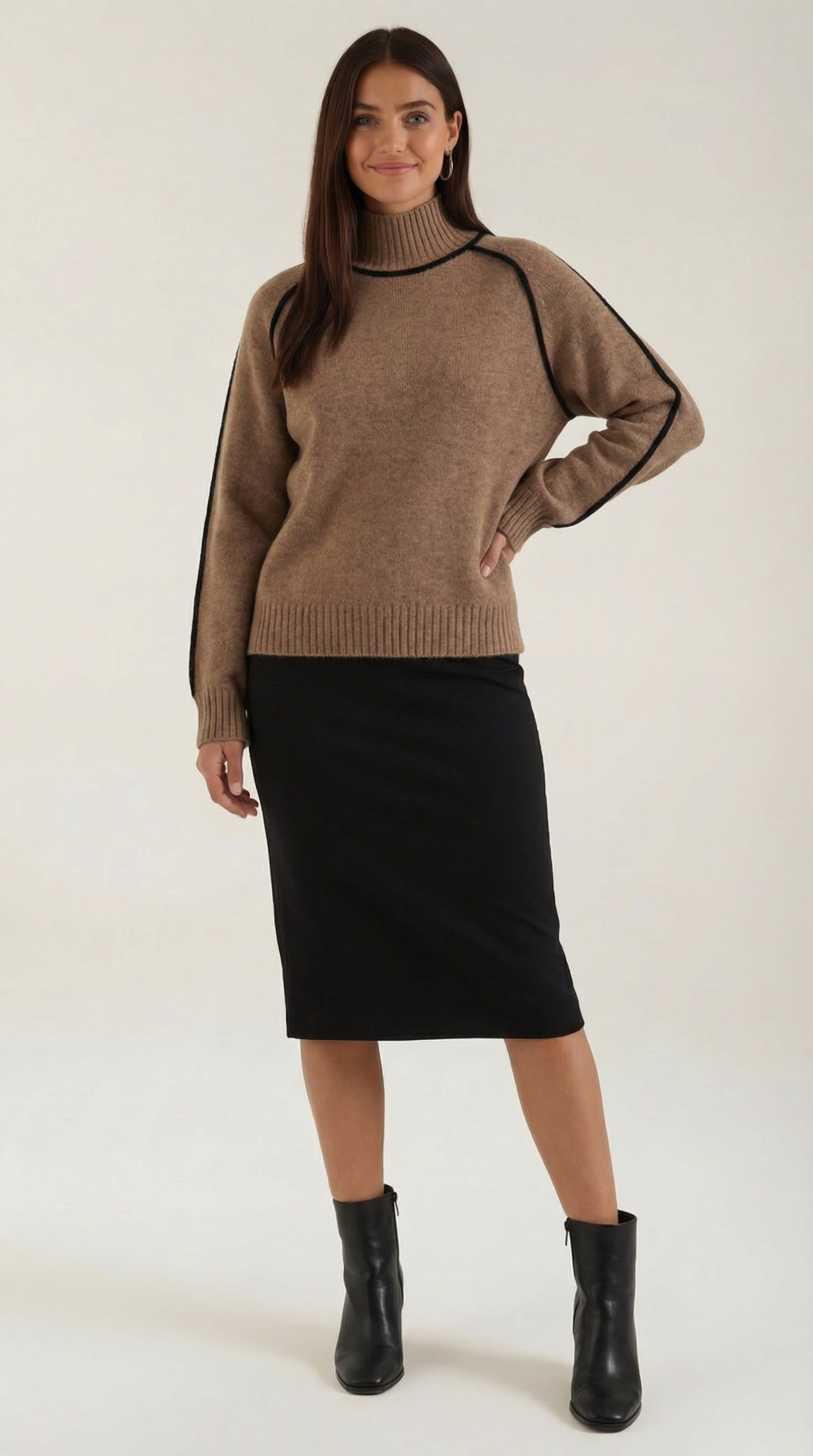Roll-neck jumper with contrast detailing