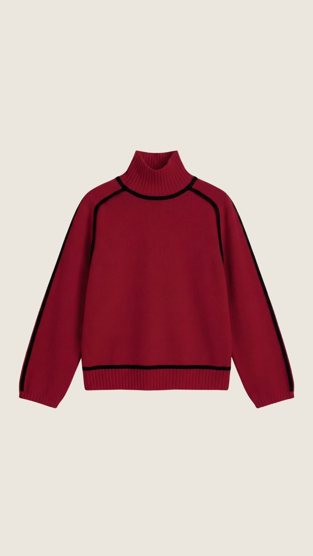 Suéter de cuello alto con detalles en contraste