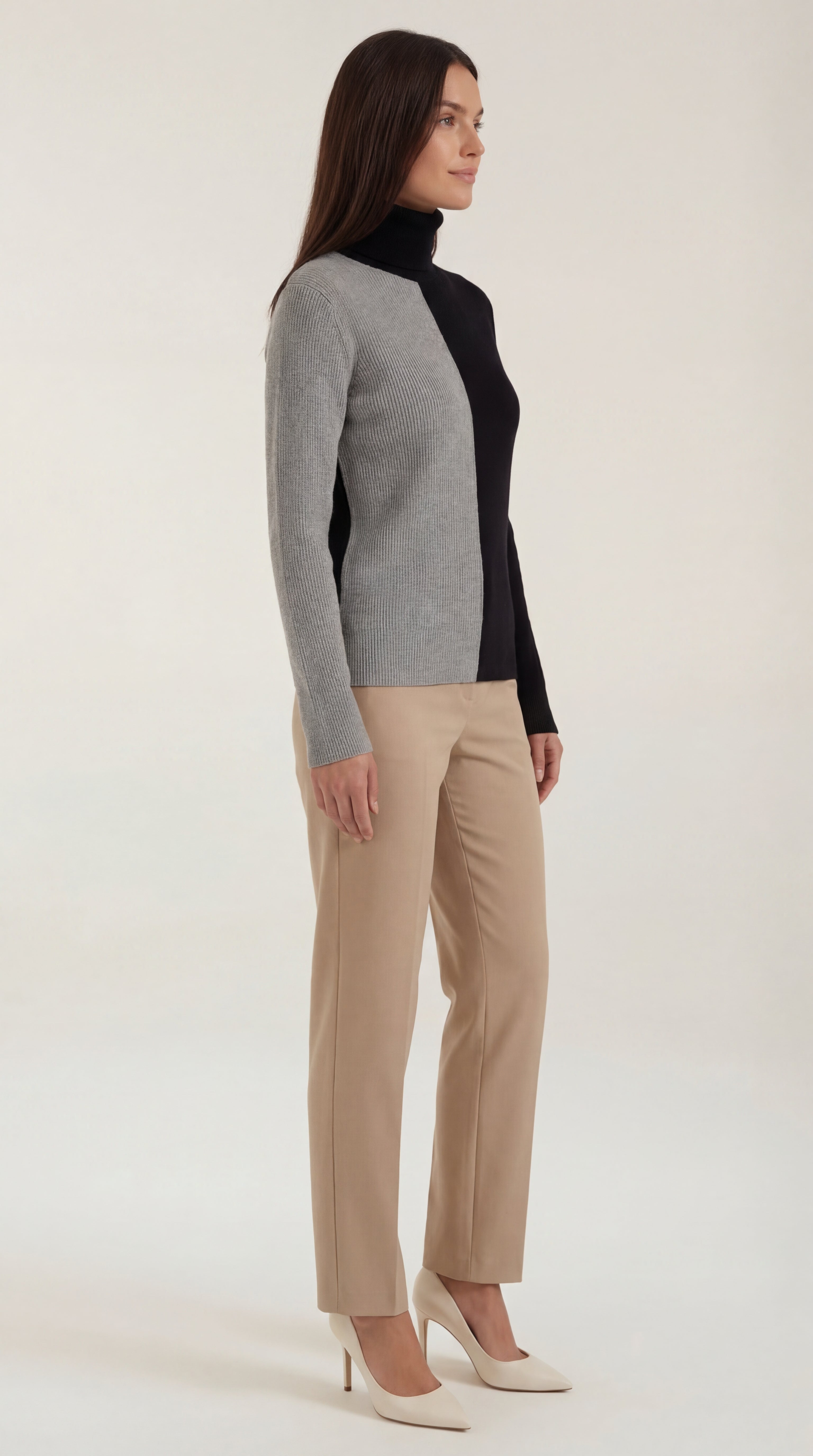 Color Block Turtleneck Sweater