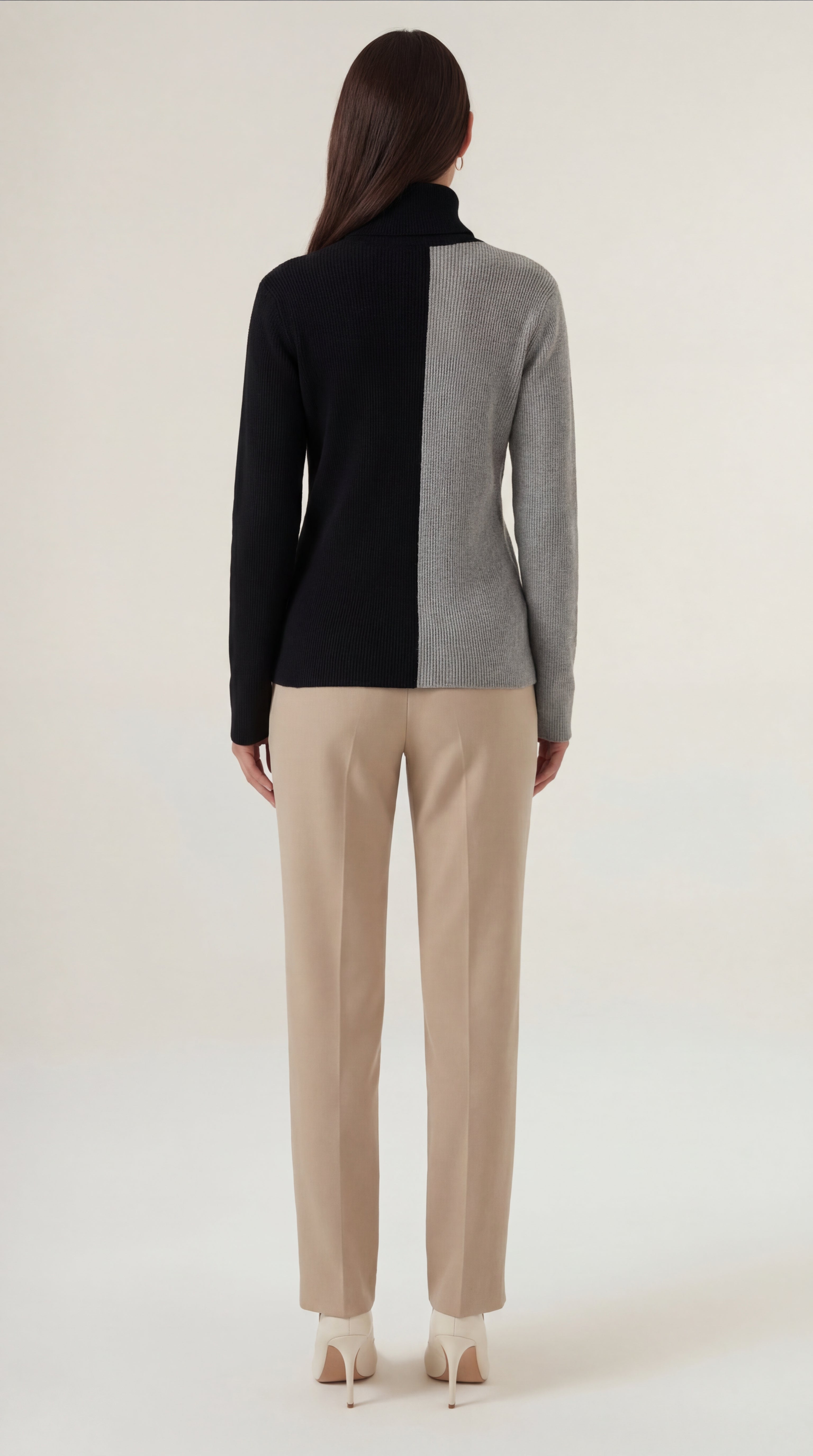 Color Block Turtleneck Sweater
