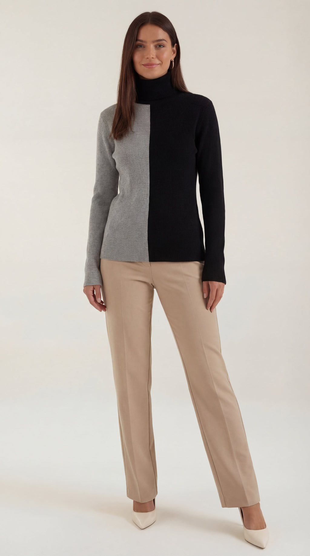 Color Block Turtleneck Sweater