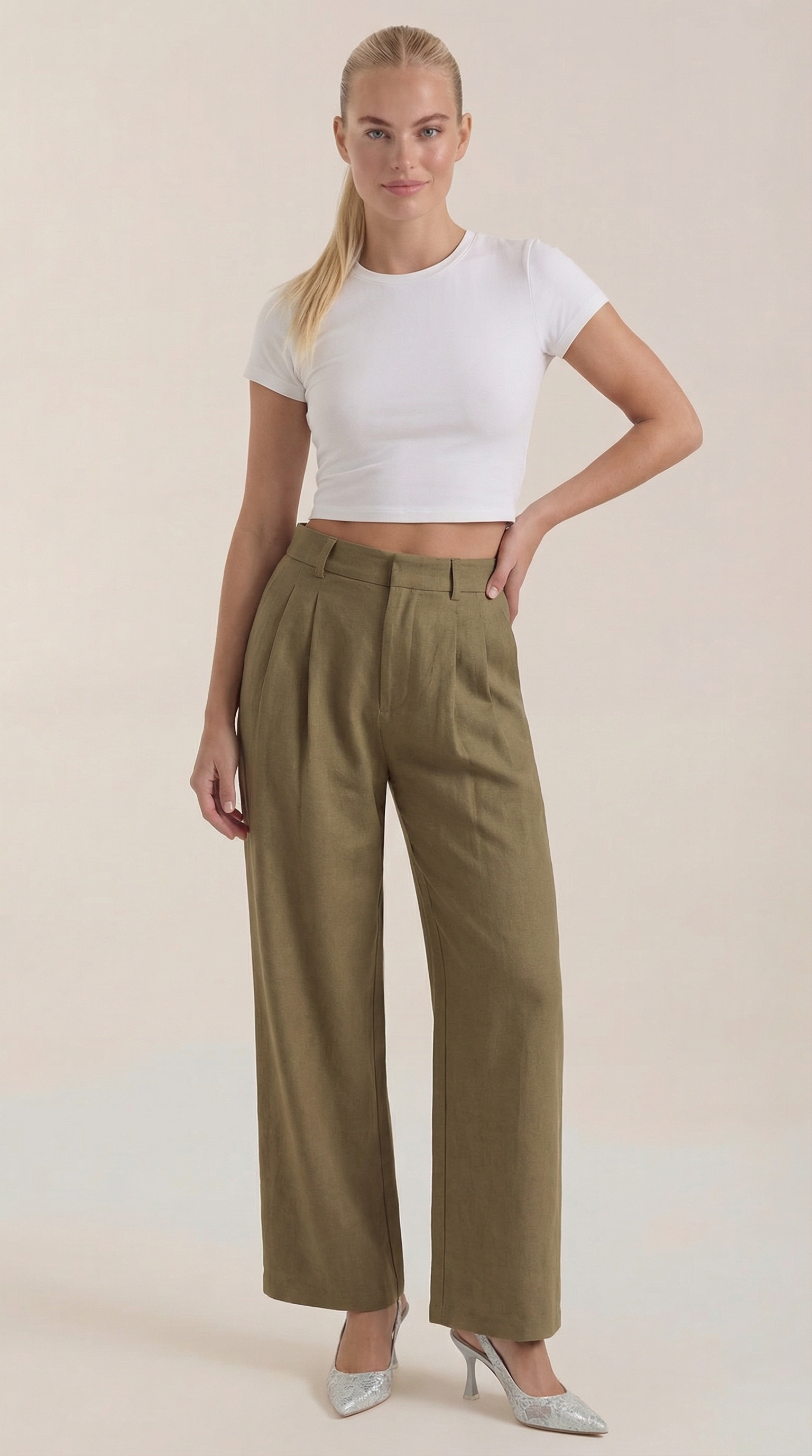 Courtney High-Waisted Pleated Trousers