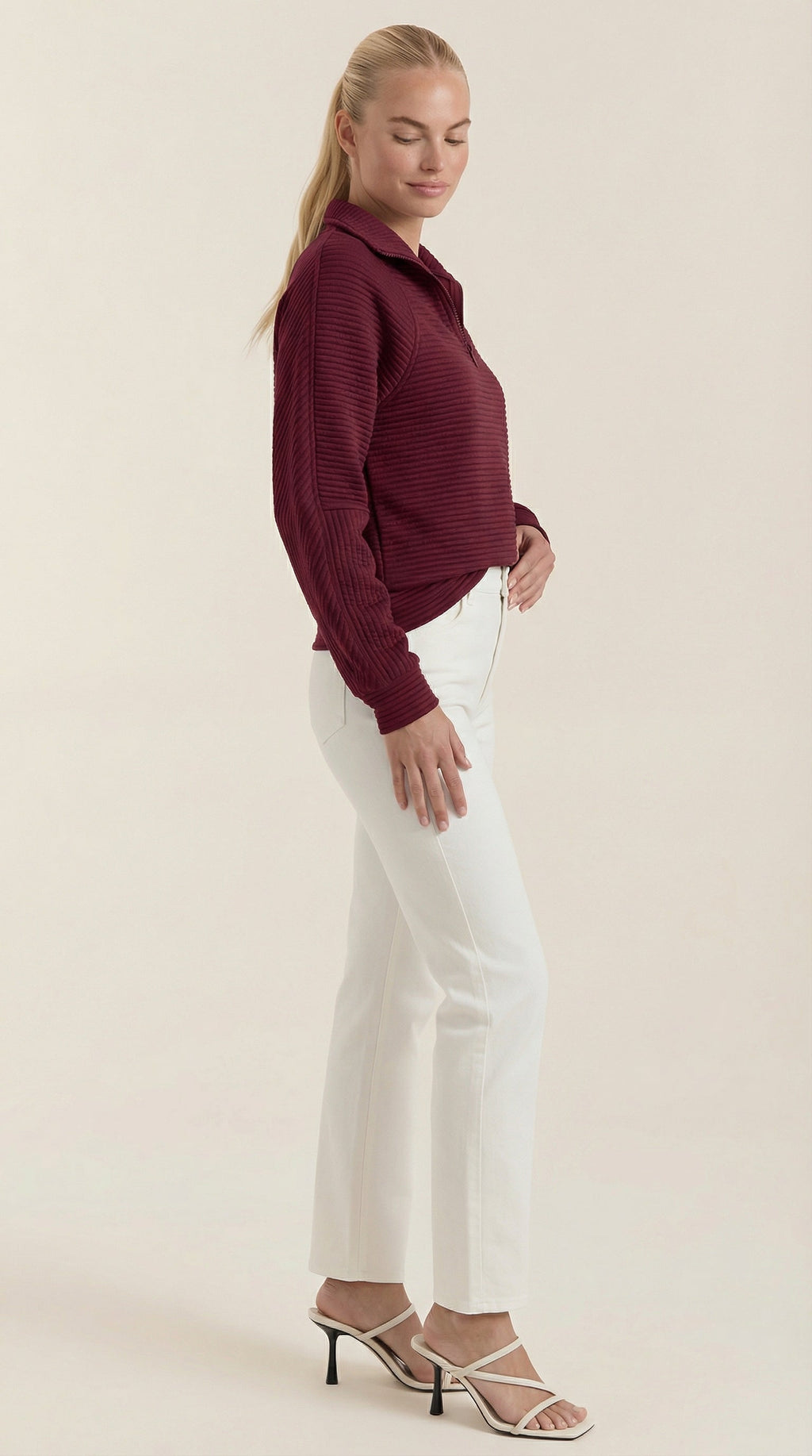 Melinda Polo Pullover con Media Cremallera