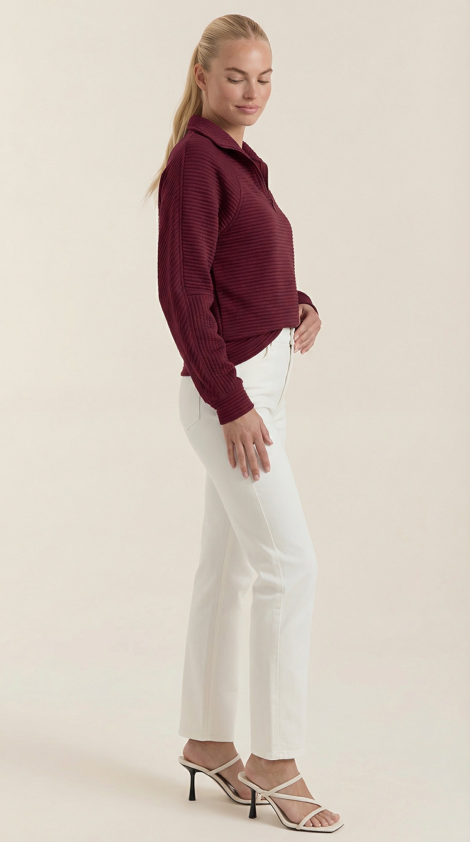 Melinda Polo Pullover con Media Cremallera
