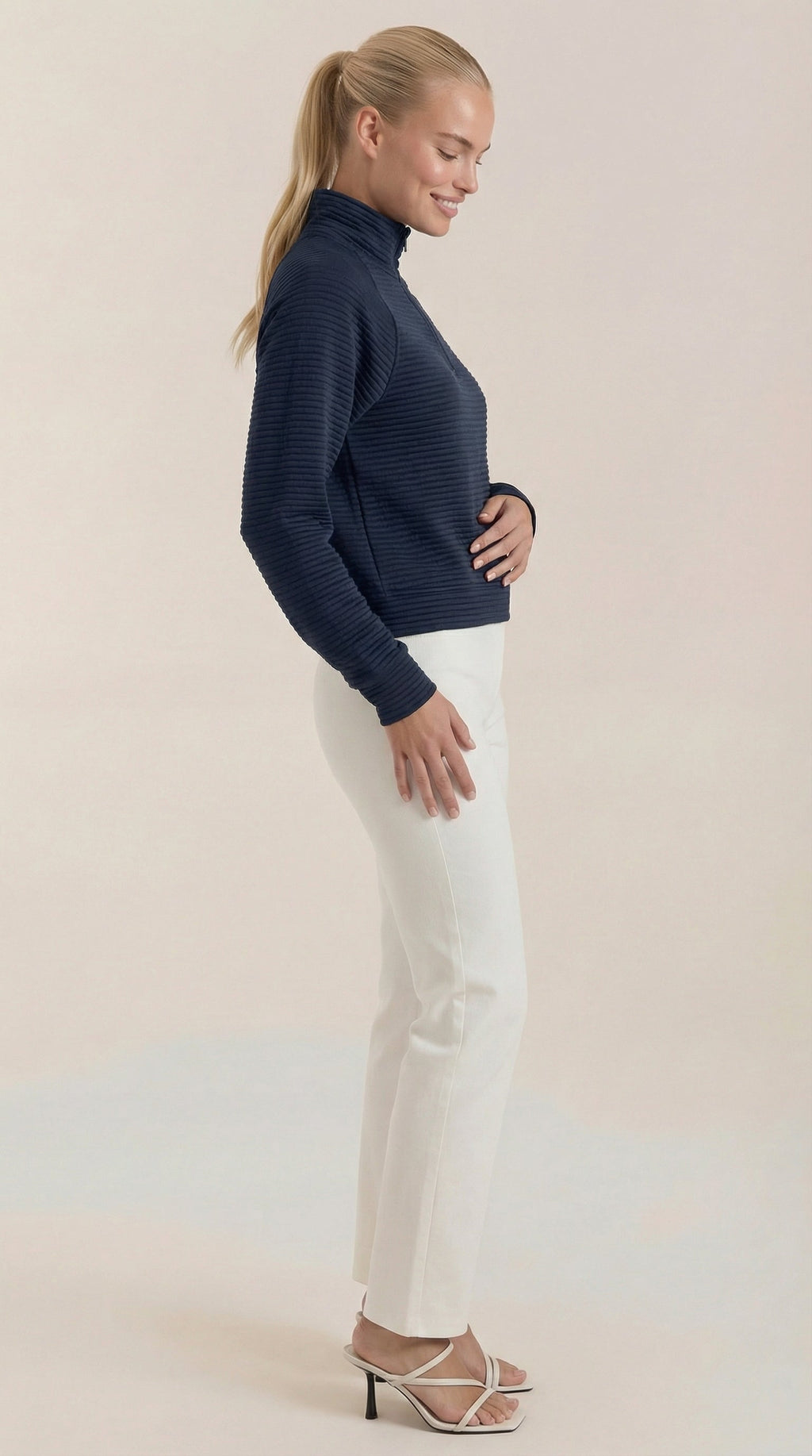 Melinda Polo Pullover con Media Cremallera
