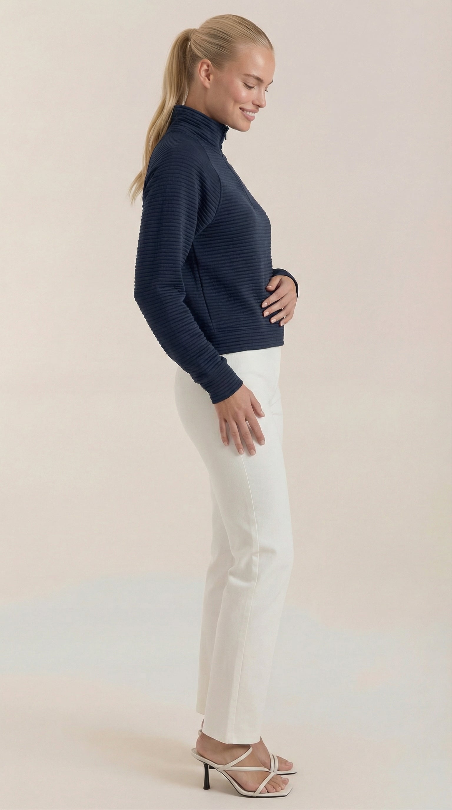 Melinda Polo Pullover con Media Cremallera