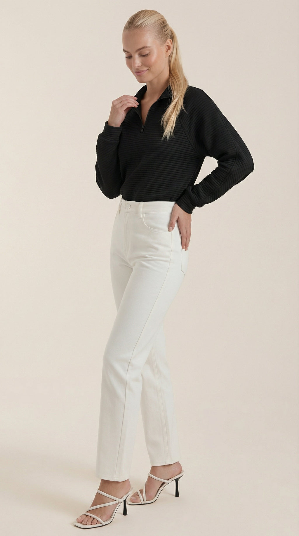 Melinda Polo Pullover con Media Cremallera