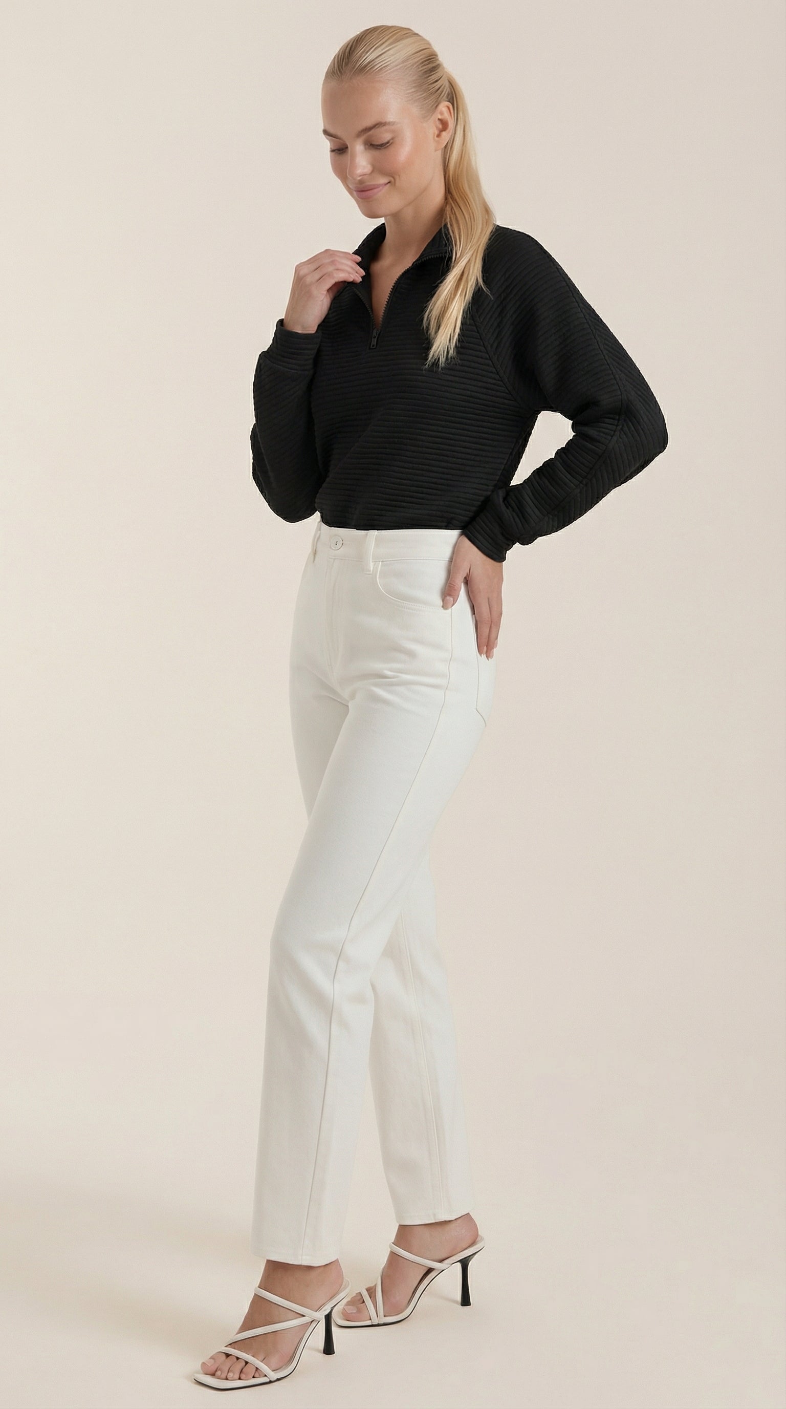 Melinda Polo Pullover con Media Cremallera